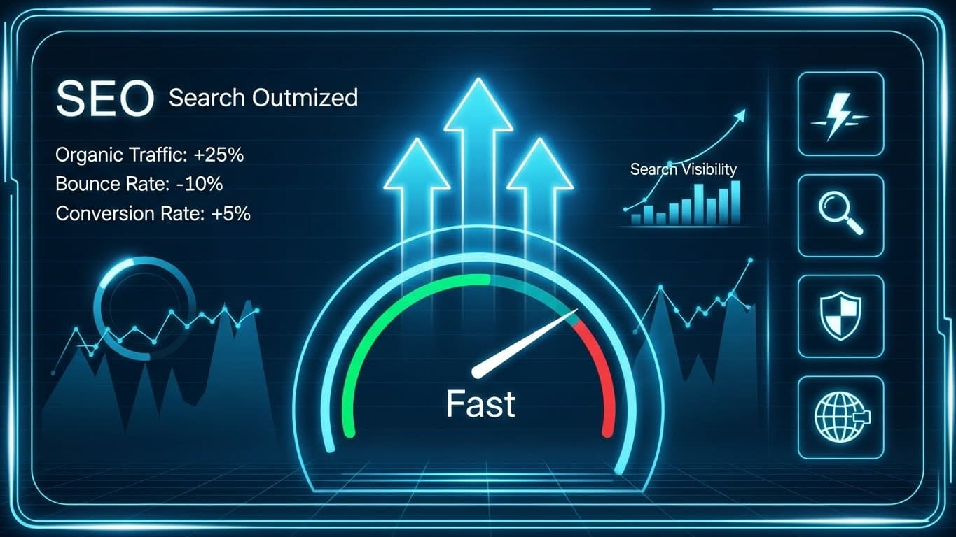 SEO optimized fast-loading website performance illustration