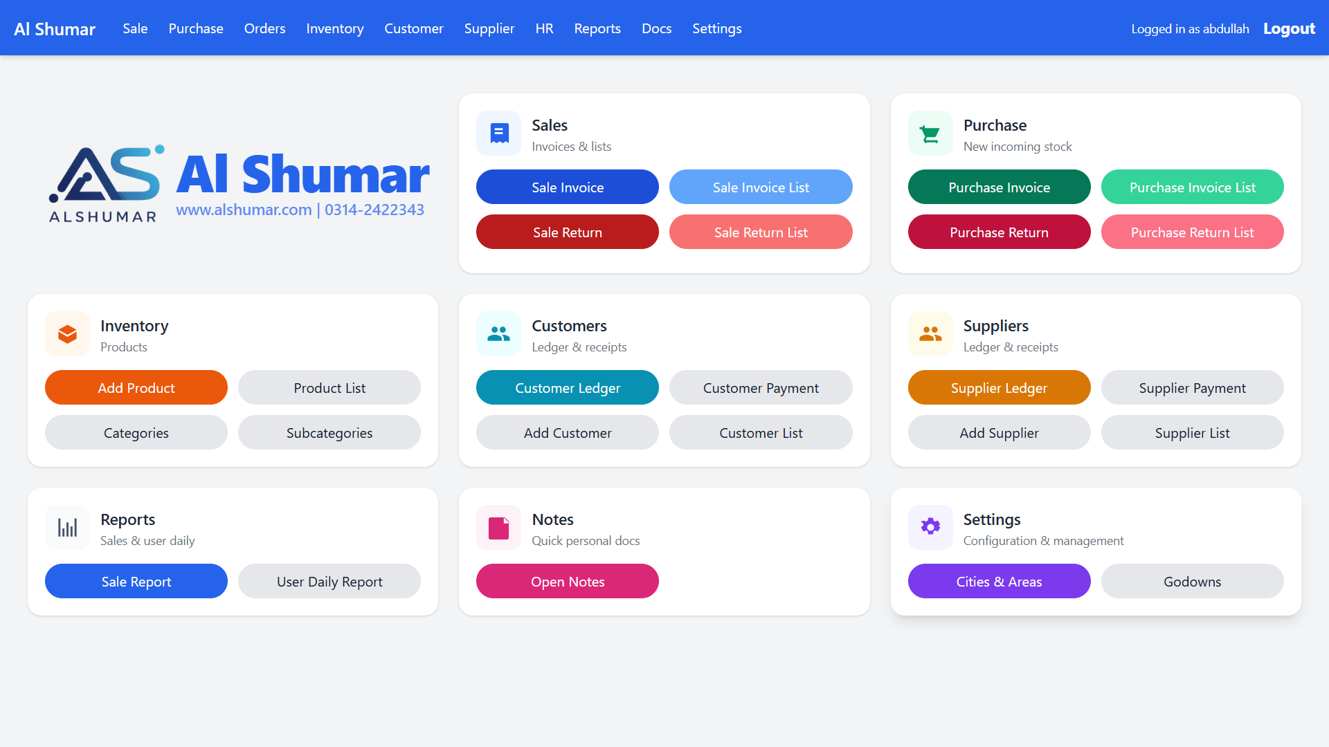 Al Shumar Sales, Inventory and Accounts management Software